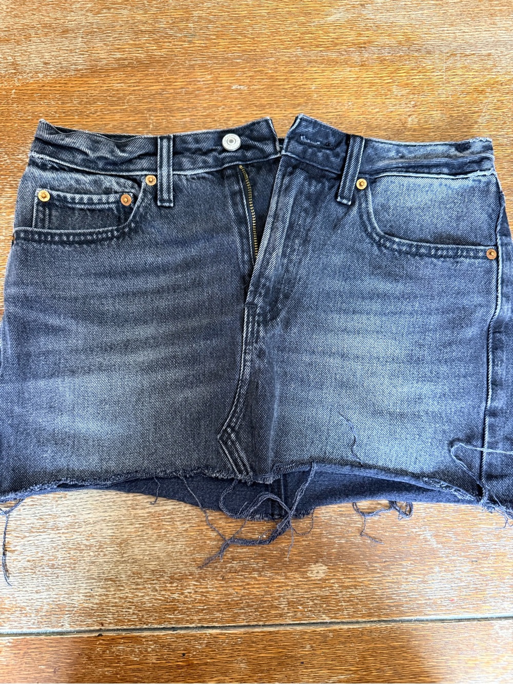Abercrombie & Fitch black  Distressed Denim Skirt